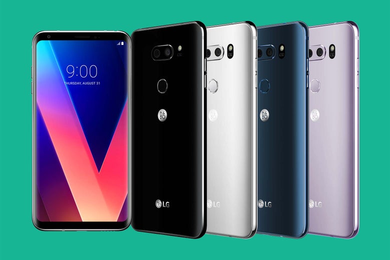 The LG V30 in various colors.